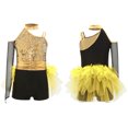 thumbnail image 1 of iiniim Girls Ballet Skirted Bodysuit Sequins Performance Jumpsuit Asymmetrical Latin Jazz Dance Leotard Dress Gold 10, 1 of 6