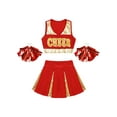 thumbnail image 1 of iiniim Girls Cheer Leader Uniform High School Crop Top with Pleated Skirt Carnival Party Dancewear Red 14, 1 of 7
