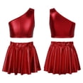 thumbnail image 1 of iiniim Girls Cheerleading Costumes Crop Top with Pleated Skirt Shiny Jazz Hip Hop Performance 3-14 Red 9-10, 1 of 7