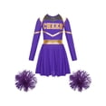 thumbnail image 1 of iiniim Girls Cheerleading Dance Long Sleeve Dress with Flower Balls Stage Performance Purple 12, 1 of 7