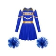 thumbnail image 1 of iiniim Girls Cheerleading Dance Long Sleeve Dress with Flower Balls Stage Performance Royal Blue 16, 1 of 7
