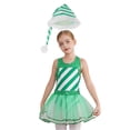 thumbnail image 1 of iiniim Girls Christmas Dance Striped Sleeveless Ballet Tutu Dress with Hat Set Green 16, 1 of 7