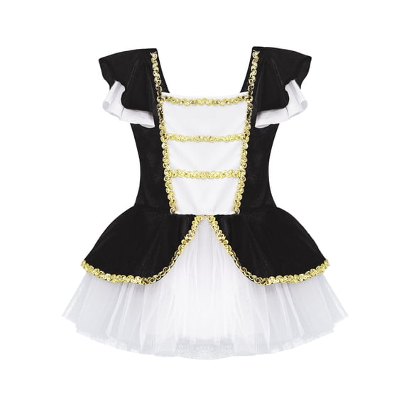 iiniim Girls Christmas Elf Santa Claus Dance Tutu Dress Ballet Figure Ice Skater Dancewear Black 6