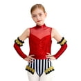 thumbnail image 1 of iiniim Girls Circus Outfit Sequin Striped Leotard with Arm Sleeve Set for Carnival Fancy Party Red 6, 1 of 7