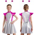 thumbnail image 1 of iiniim Girls Dance Outfit Metallic Cap Sleeve Zip Up Dress with Headband Robot Theme Performance Wear Hot Pink 14, 1 of 7