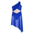 thumbnail image 1 of iiniim Girls Figure Ice Skating Dance Dress One Shoulder Rhinestone Sheer Mesh Leotard Gymnastics Ballet Dancewear Blue 12, 1 of 7