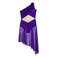 thumbnail image 1 of iiniim Girls Figure Ice Skating Dance Dress One Shoulder Rhinestone Sheer Mesh Leotard Gymnastics Ballet Dancewear Purple 16, 1 of 7