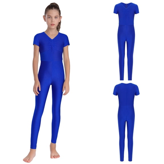 iiniim Girls Gymnastics Bodysuits Full Length Jumpsuit One Piece Tank Unitard Activewear Ballet Dance Leotard Royal Blue 6