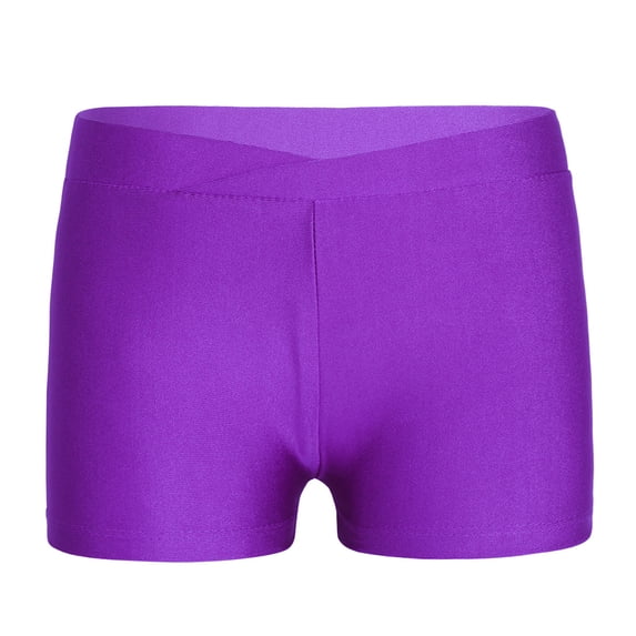 iiniim Girls Gymnastics Dancewear Athletic Ballet Dance Gym Yoga Workout Booty Shorts Activewear Purple 12