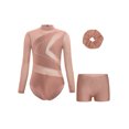 thumbnail image 1 of iiniim Girls Gymnastics Leotard with Shorts and Hairband Long Sleeve Ballet Tumbling Dance Unitard Dusty Pink 8, 1 of 7