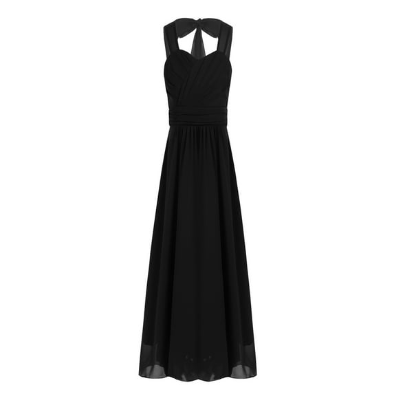 iiniim Girls Halter Ruched Bust Chiffon Long Bridesmaid Dress Pron Wedding Formal Party Maxi Gown