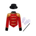 thumbnail image 1 of iiniim Girls Kids Long Sleeve Stand Collar Tassel Shoulder Button Down Jacket with Hat Magic Wand Gloves Party A Red 6, 1 of 7