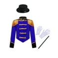 thumbnail image 1 of iiniim Girls Kids Long Sleeve Stand Collar Tassel Shoulder Button Down Jacket with Hat Magic Wand Gloves Party Royal Blue 8, 1 of 7