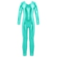 thumbnail image 1 of iiniim Girls Kids Shiny Metallic Unitard Leotard Long Sleeve Zipper Back Bodysuit, 1 of 7