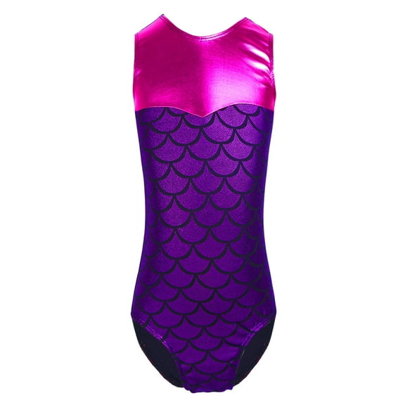 iiniim Girls Kids Swimming Gymnastic Unitard Swimsuit Sleeveless One Piece Mermaid Scale Ballet Leotard Costume
