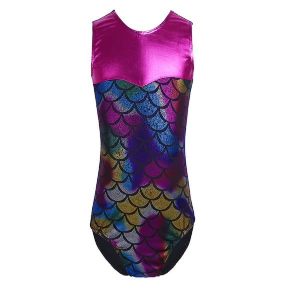 iiniim Girls Kids Swimming Gymnastic Unitard Swimsuit Sleeveless One Piece Mermaid Scale Ballet Leotard Costume