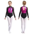 thumbnail image 1 of iiniim Girls Leotard Shiny Color Block Long Sleeve Gymnastic Athletic Bodysuit for Yoga Sports Dancewear Hot Pink 16, 1 of 7