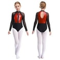 thumbnail image 1 of iiniim Girls Leotard Shiny Color Block Long Sleeve Gymnastic Athletic Bodysuit for Yoga Sports Dancewear Red 16, 1 of 7