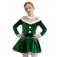 thumbnail image 1 of iiniim Girls Long Sleeve Halter Sequins Christmas Dress Velvet Festive Party Role Play Dancewear Green 10, 1 of 7