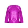 thumbnail image 1 of iiniim Girls Long Sleeve T-Shirt Shiny Metallic Dance Performance Tee Holographic Party Tops Dancewear Hot Pink 9-10, 1 of 7