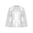 thumbnail image 1 of iiniim Girls Long Sleeve T-Shirt Shiny Metallic Dance Performance Tee Holographic Party Tops Dancewear Silver 11-12, 1 of 7