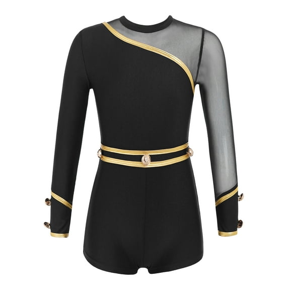 iiniim Girls Long Sleeve Unitard Biketard Jumpsuit Athletic Dance Gymnastic Leotard Bodysuit Black 14