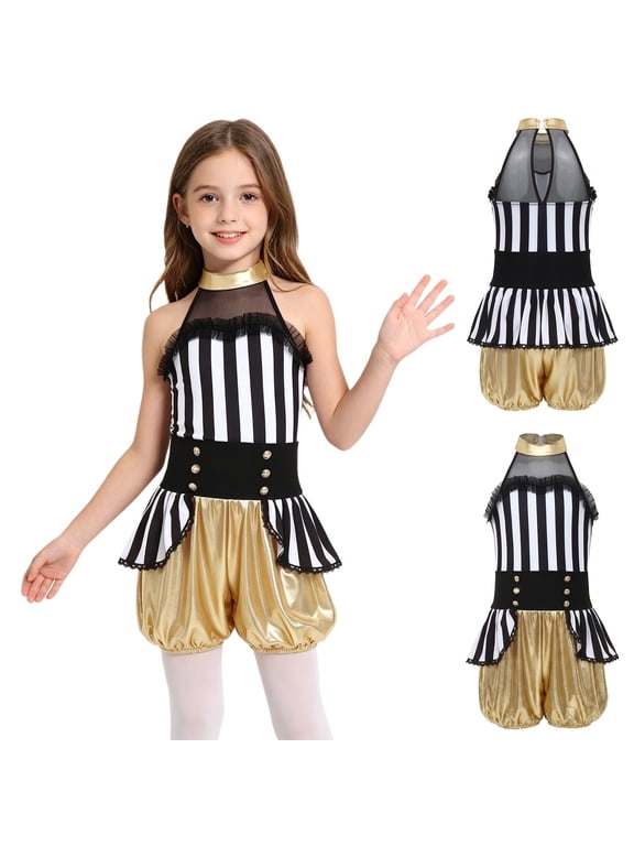 Girls Loose Shorts Jumpsuit Baggy Harem Short Pants Mesh Patchwork Party Dancewear Gold 6