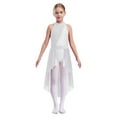 thumbnail image 1 of iiniim Girls Lyrical Dance Dress Halter Ruffles Cape Back Lace Floral Leotard Tailskirts White 10, 1 of 7