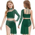 thumbnail image 1 of iiniim Girls Lyrical Dance Glittery Crop Top with Split Skirted Leotard 2 Piece Outfit Ballroom Dancewear Dark Green 6, 1 of 6