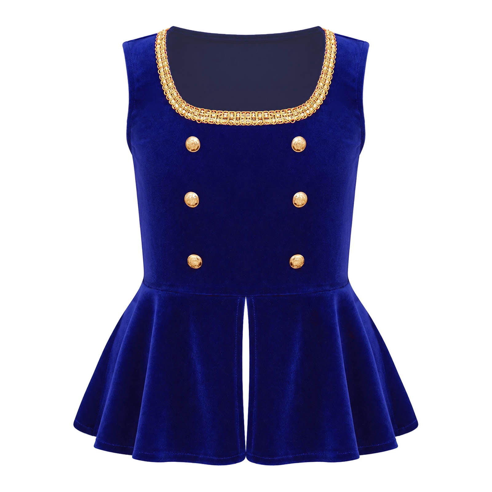 iiniim Girls Medieval Velvet Vest Gold Trim Collar Sleeveless Double ...