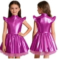 thumbnail image 1 of iiniim Girls Metallic Alien Mock Neck Flying Sleeve Ruffled Tutu Dress for Space Theme Party Cosplay Hot Pink 12, 1 of 7