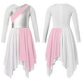 thumbnail image 1 of iiniim Kids Girls Long Sleeve Lyrical Performance Asymmetrical Dance Dress Pink 8, 1 of 7