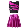thumbnail image 1 of iiniim Girl's Sleeveless Ballet Dance Crop Top with Glossy Metallic Ruffle A-Line Skirt Hip Hop Jazz Latin Dancewear Hot Pink 12, 1 of 7