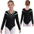 thumbnail image 1 of iiniim Girls One Piece Sequins Rhinestone Long Sleeve Leotards Athletics Gym Dance Unitard Bodysuit Light Green 8, 1 of 7