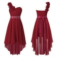 thumbnail image 1 of iiniim Girls One Shoulder Flowers Chiffon Wedding Bridesmaid High Low Dress Pageant Prom Evening Dress, 1 of 7