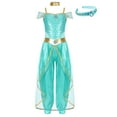 thumbnail image 1 of iiniim Girls Princess Jumpsuit With Choker And Headwear Set Sparkly Party Formal Dance Outfit Light Green 8, 1 of 7