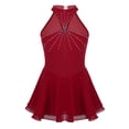 thumbnail image 1 of iiniim Girls Rhinestones Mock-Neck Figure Ice Skating Dress Gymnastic Ballet Dance Leotard Competition Costumes Burgundy 10, 1 of 7