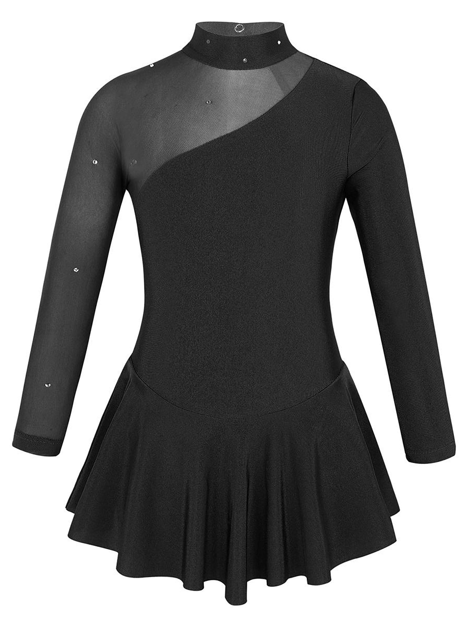 iiniim Girls' Roller Ice Figure Skating Dress Mock Turtleneck Sparkly