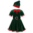 thumbnail image 1 of iiniim Girls Santa Claus Christmas Party Velvet Tassel Dress with Hat Belt Green 13-14, 1 of 7