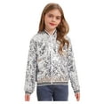 thumbnail image 1 of iiniim Girls Sequin Bomber Jacket Lightweight Sparkle Long Sleeve Zipper Jacket Coat Dancing Party A Silver 12, 1 of 7
