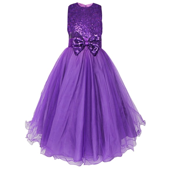 iiniim Girls Sequin Bowknot Princess Dance Ball Wedding Party Flower Dress