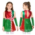 thumbnail image 1 of iiniim Girls Sequin Color Block Christmas Dance Dress Xmas Party Outfit with Oversleeves Green 10, 1 of 7