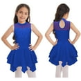thumbnail image 1 of iiniim Girls Sequins Figure Ice Skating Sleeveless Asymmetrical Ballet Leotard Tutu Skirted 6-16 Royal Blue 12, 1 of 7