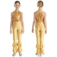 thumbnail image 1 of iiniim Girls Sequins Full Body Tank Unitard Catsuit Zipper Hippie Disco Dance Gymnastics Jumpsuit Playsuit Dancewear Size 6-14 Gold 12, 1 of 7