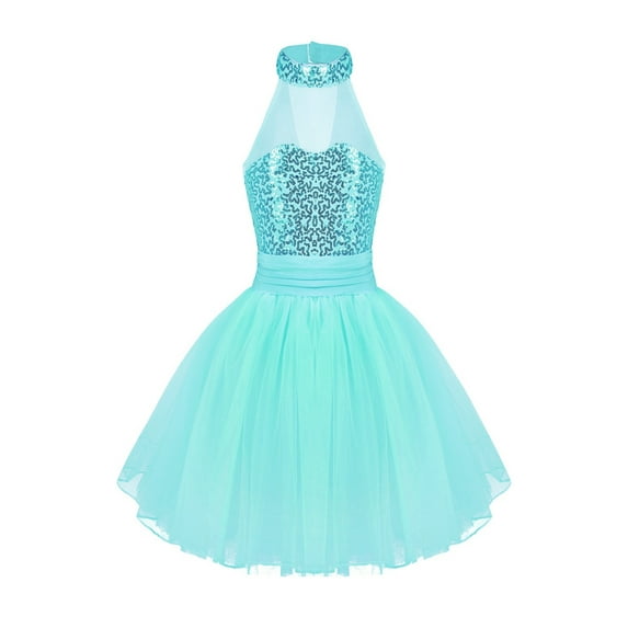 iiniim Girls Sequins Mock Neck Ballet Tutu Dress Gymnastic Leotard Skirt Ballerina Dancewear
