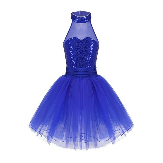 iiniim Girls Sequins Mock Neck Ballet Tutu Dress Gymnastic Leotard Skirt Ballerina Dancewear
