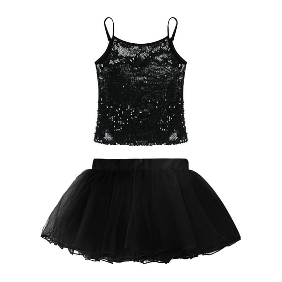 iiniim Girls Shiny Ballet Dance Dress Camisole Gymnastics Skirted Leotard with Tutu Dress 6-16