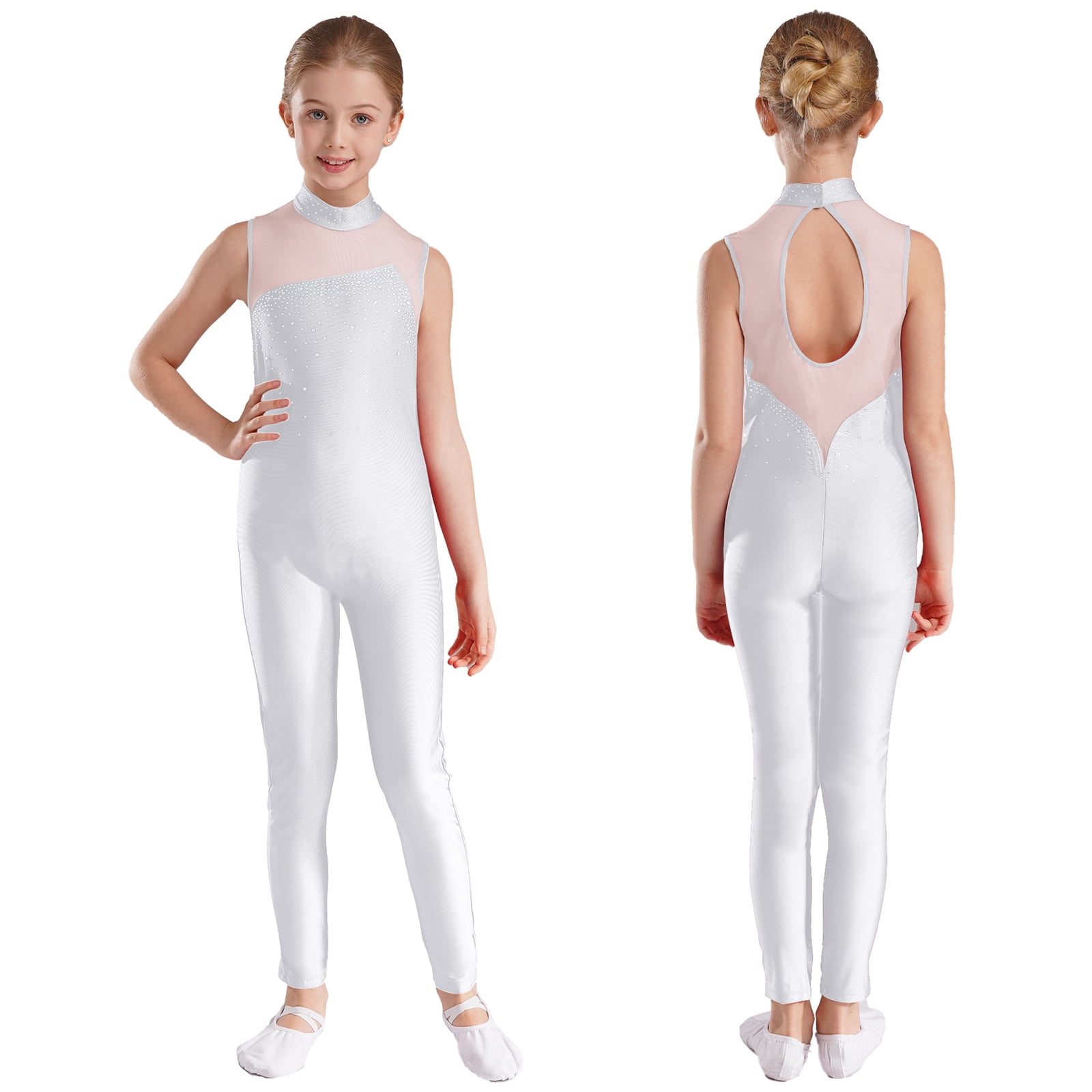 iiniim Girls Shiny Dance Unitards Sleeveless Gymnastic Leotard One