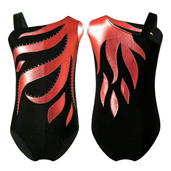 iiniim Girls Shiny Gymnastic Leotard Sleeveless Unitards Sparkly Ballet Dance Tank Bodysuit Size 4-14 Red 6