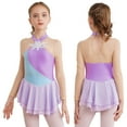 thumbnail image 1 of iiniim Girls Shiny Long Sleeve Lyrical Figure Ice Skating Dress Kids Mock Neck Mesh Ballet Gym Dancewear Size 6-16 Light Purple 14, 1 of 7
